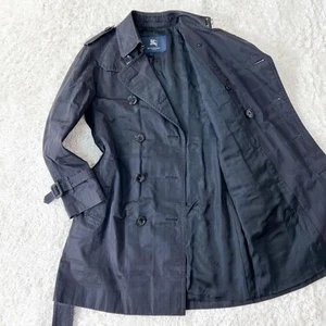 Burberry London trench coat, shadow check on the surface, black US size S Auth - Picture 1 of 24