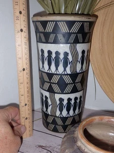 Schöne Sauri Warli Volkskunst Handarbeit Keramik Deko Vase - CHINA - Bild 1 von 2