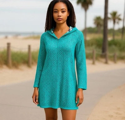 Traje de baño Title Nine para mujer XL verde azulado vestido con capucha manga larga forrado Foto 1 de 4