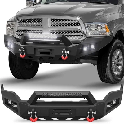 Steel Front Bumper For 2013 2014 2015 2016 2017 2018 Dodge Ram 1500 w/LED Lights Foto 1 de 4