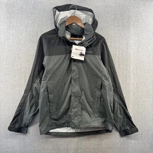 NEW Marmot Precip Rain Jacket Mens Medium Gray Full Zip Hooded Waterproof Logo - Picture 1 of 19
