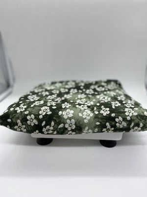 Винтажная ткань цветочный зеленый белый цветы бархат как материал эластичный - Изображение 1 из 4