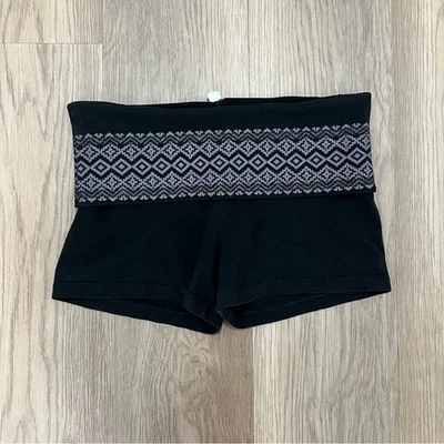 Pantalones Cortos de Yoga Y2K Victoria's Secret Negros Plegables con Cintura Geométrica - S Foto 1 de 4