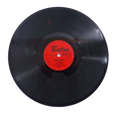 78 RPM Record RARE Shellac The Hearts Oo-Wee Lonely Nights Baton 208 1955 Tested - Image 1 of 4