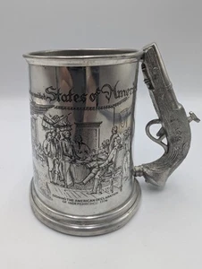 William Adams English Pewter USA Unabhängigkeitserklärung Gewehr Stein Becher - Bild 1 von 10