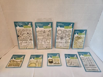 Lote de 9 selos temáticos de aniversário de fawn gramado lontra dragão tartaruga taco preguiça - Imagem 1 de 4