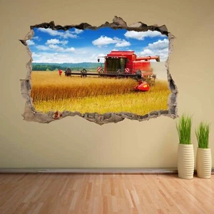 Combine Harvester Farm Crops Field 3D Wall Sticker Mural Decal Kids Room CR12 - Picture 1 of 1