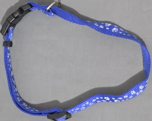 Hundehalsband mittel/groß blau mit Pfoten verstellbar - Bild 1 von 5