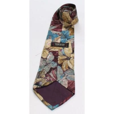 Surrey Mens Regular Tie Necktie Multi-Color Floral Burgundy - Image 1 of 2