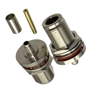 Connector N Female Bulkhead Crimp RG58 RG142 LMR195 RG400 Cable RF Coaxial 10pcs - Zdjęcie 1 z 4