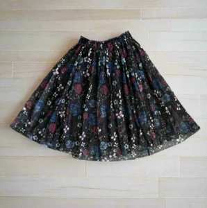 LC Lauren Conrad Disney Collection Skirt Layered Black Floral Tulle Adult S - Picture 1 of 5