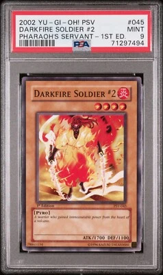 PSA 9 MINT 2002 Yu-Gi-Oh! Darkfire Soldier #2 Pharaoh's Servant 1st Edition #045 - Image 1 of 2