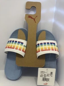PUMA NWT POPCAT LUCKY AUTHENTIC YOUTH GIRLS U.S Size12c Blue/white Rainbow Logo - Picture 1 of 6