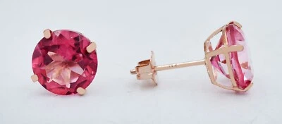GENUINE 8.66 Cts PINK SAPPHIRE STUD EARRINGS 14K ROSE GOLD - Free Appraisal - Image 1 of 4