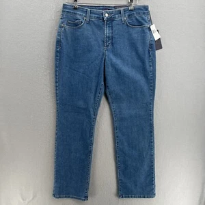 NYDJ Jeans Womens Straight Leg Petites Size 14P Medium Blue Wash Stretch Denim - Picture 1 of 10