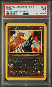 Pokemon PSA 7 NM 2000 Entei Japanese Neo Promo Reverse Holo Card 244 - Picture 1 of 2