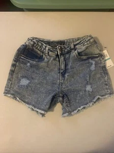 Size 16 Lucky Brand Girls Shorts Pocket Ripped Stretch Denim Acid Wash NWT - Picture 1 of 11