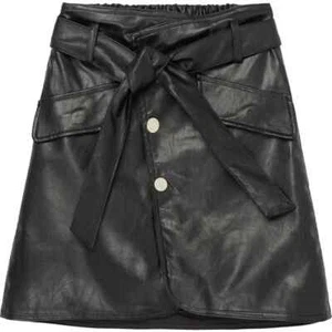 Habitual Kids Girls Faux Leather Belted Skirt, Black - Picture 1 of 3