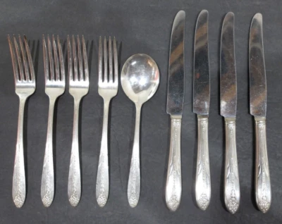 National Silver Co. A1 посеребренная ложка вилка нож 9 шт набор принцесса Royal - Изображение 1 из 4