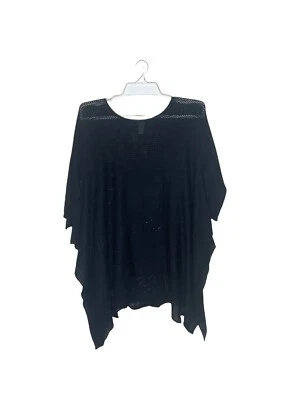 Avenue Talla 22/24 Suéter Grande Negro Punto Abierto Poncho Túnica Foto 1 de 2