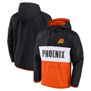 Men’s Fanatics Phoenix Suns Anorak Raglan Quarter-Zip Black Hoodie Size 2XL New - Picture 1 of 4