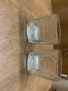2 Vintage Crown Royal Low Ball Whiskey Glasses/Tumblers Diamond Pattern [M10] - Picture 1 of 3