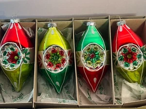 Radko Shiny Brite set of 4 glass indent tulips 5 1/2" EX8399 - Picture 1 of 9