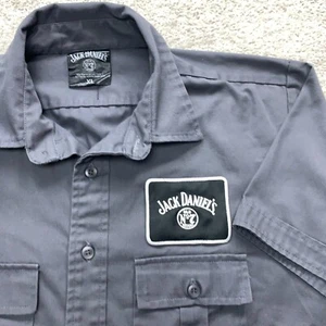 Jack Daniel's Work Shirt Men's X-Large Gray Patch Button Up Short Sleeve Heavy - Picture 1 of 9