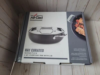 全新 All Clad HA1 策划 4 夸脱 不粘 硬阳极氧化 日常平底锅 带盖 带盒 — 第 1/4 张图片