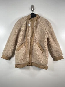 Vtg Fox Point Unisex Kids Sherpa Fleece Jacket Snap Button Collarless Size 8 - Picture 1 of 19