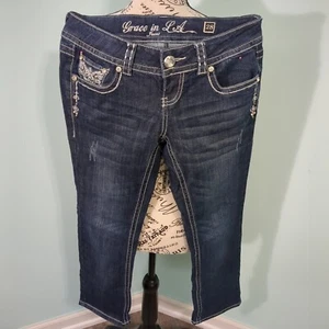 Grace In LA Easy Fit Jeans Boot cut Rhinstones pockets and front Size 28 bling - Bild 1 von 6