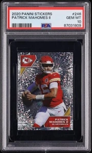 2020 Panini Stickers #246 Patrick Mahomes PSA 10 GEM MINT pop 14 - Picture 1 of 2