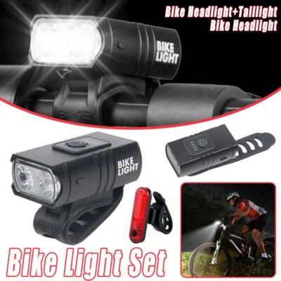 Bike Light Set Rechargeable LED Bicycle Lights Waterproof Front Rear Headlight - image 1 of 4