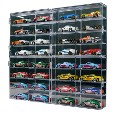 8 Unit Display Case Card Holder Rack 1/64 DIecast Scale Cars Hot Wheels Acrylic - Image 1 of 4