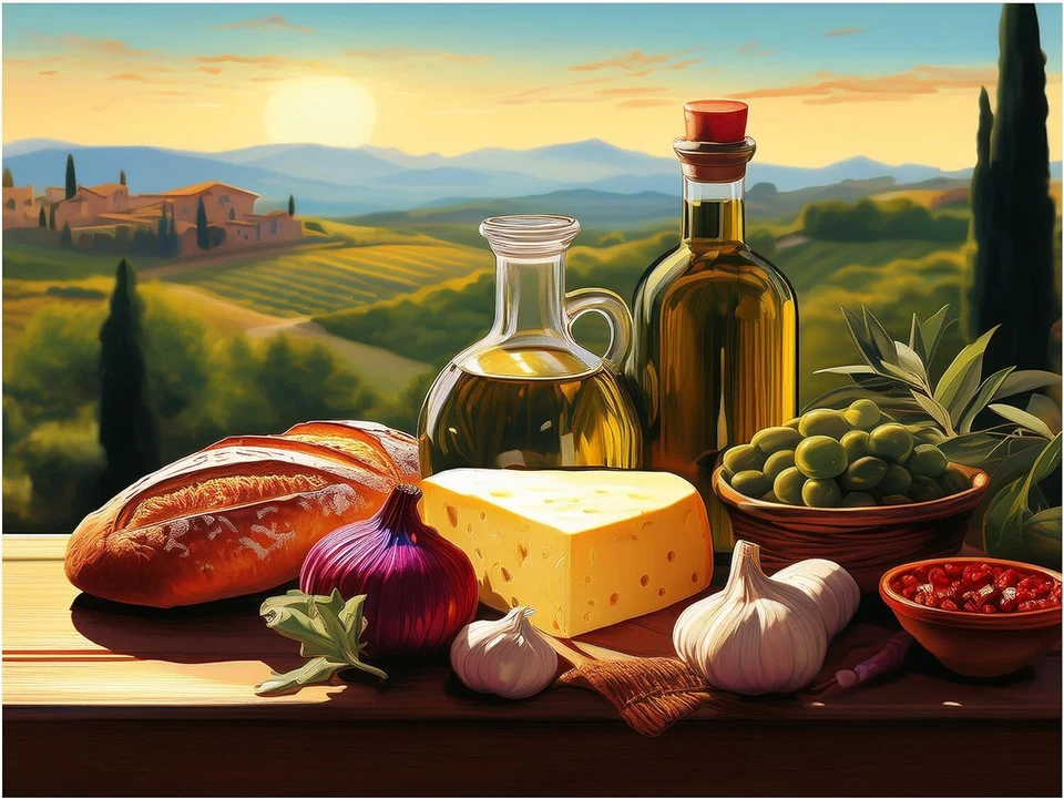 Mural Azulejo Bodegón Rústico Country Desayuno Cocina Salpicadero Mármol Cerámica Foto 1 de 1