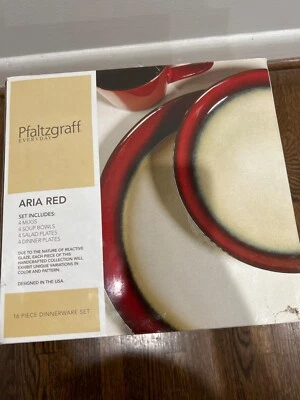Pfaltzgraff Aria Red 16-Piece Stoneware Dinnerware Set, Service for 4 Black - Image 1 of 3