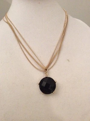 Collar Kenneth Cole New York Piedra Negra Grande Tono Dorado $42 #106C Foto 1 de 4