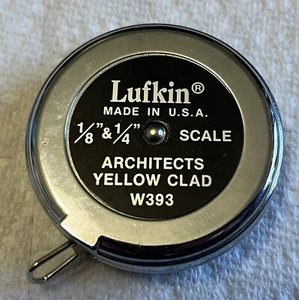Cooper Tools LUFKIN 1/8" - 1/4" X 5' Architects Tape Rule W393 Pocket Scale - Picture 1 of 6