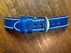 BIG CROCO Leather Strap Blue Thick Watch Band Belt White Stitch