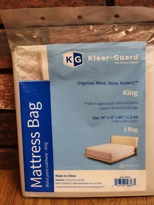 Bolsa de colchón de plástico transparente Kleer-Guard tamaño king 78” x 10” x 96” 1,5 mil nueva en paquete Foto 1 de 2