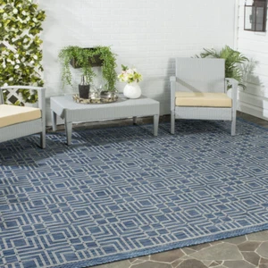 SAFAVIEH Outdoor CY8467-36821 Courtyard  Navy / Grey Rug - Picture 1 of 23