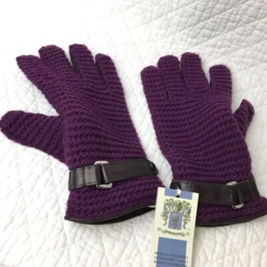 PORTOLANO Women's Purple Knit Back w/Black Suede Leather Front Wrist Buckle SZ 9 - Picture 1 of 7