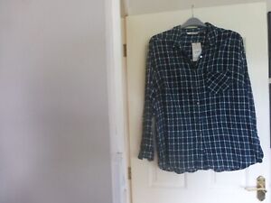 TU BLUE,GREEN CHECKED  BLOUSE/SHIRT . SIZE 20, 22?  BUST 54 INCH. BNWT. COTTON