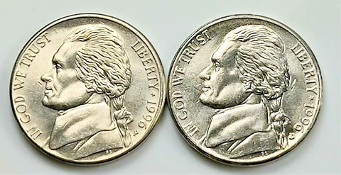 1996  P & D  Jefferson Nickel - BU Set Pulled From OBW Rolls Cover