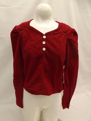 Timeless Sporty Vtg '60s NEW Dark Red Long Sleeve Casual Pullover Shirt Girls 10 - Image 1 of 4