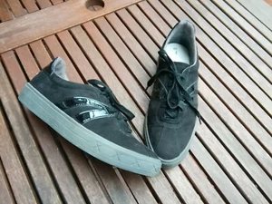 Tamaris pelle plateau scarpe da ginnastica sneaker scarpe con lacci scarpe nere vernice 40 - Foto 1 di 5