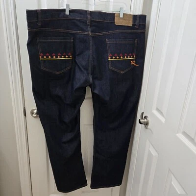 Rocawear Jeans Mens Classic Fit 48x34 Dark Wash Embroidered Street wear Hiphop - Image 1 of 4