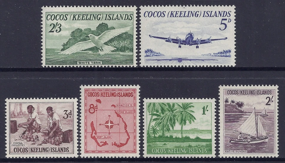 1963 Islas Cocos pictóricas definitivas conjunto de 6 finas como nuevas MNH/MUH nuestra ref SPC1 Foto 1 de 1