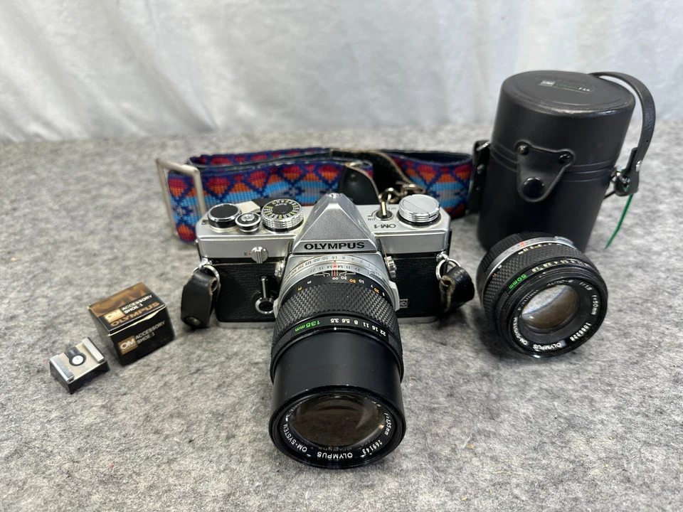 Olympus OM-1 MD  35mm SLR w 50mm f/1.8 Zuiko Auto-S and Zuiko 135mm f/3.5 lenses - Image 1 of 4
