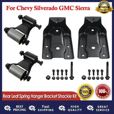 Pair Rear Leaf Spring Hanger Bracket Shackle Kit For 1999-2014 GMC Sierra 1500 Foto 1 de 4